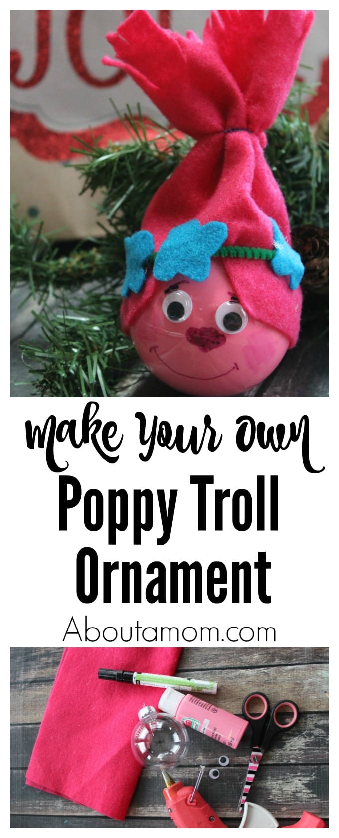 Make your own Poppy Troll ornament this Christmas
