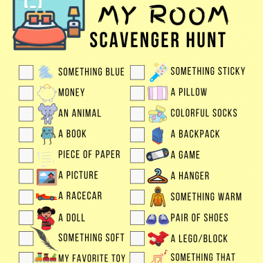 Looking for indoor activities to do with the kids? An indoor scavenger hunt is a great boredom buster. With this Bedroom Scavenger Hunt, kids have something to keep them entertained even when they can't go outside. Download, print and go.