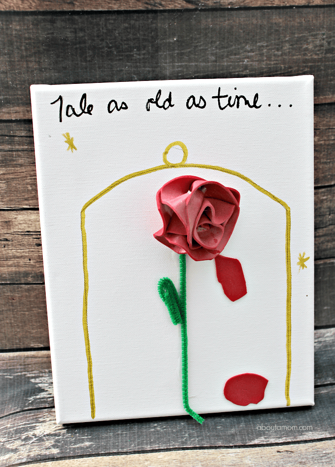 This simple DIY Beauty and the Beast Canvas is a fun art project to do with the kids.
