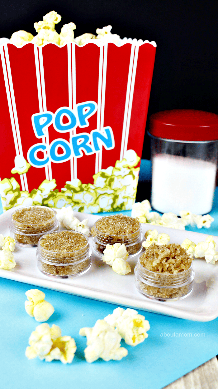 Looking for an awesome DIY beauty idea? This Copycat LUSH Popcorn Lip Scrub is one of my favorites! You are never going to want to buy a lip scrub again, because this is DIY lip scrub so easy to make.