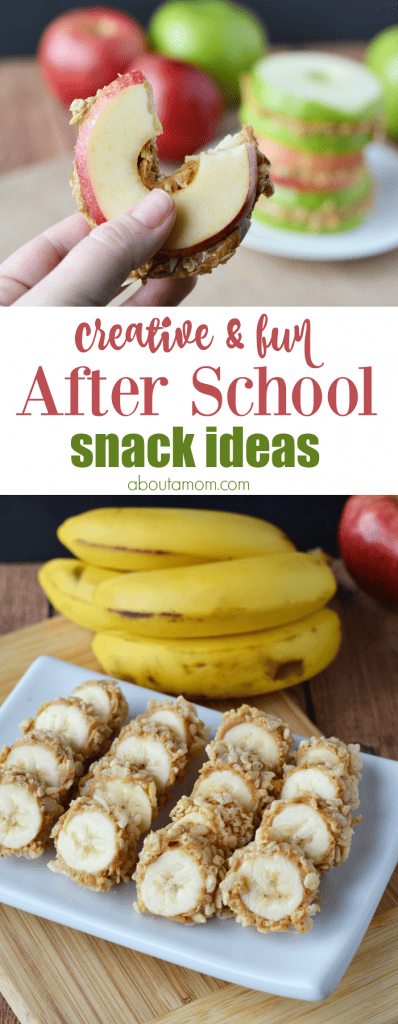 Creative and fun after school snack ideas like banana sushi and apple sandwiches will help your kids power through homework time.