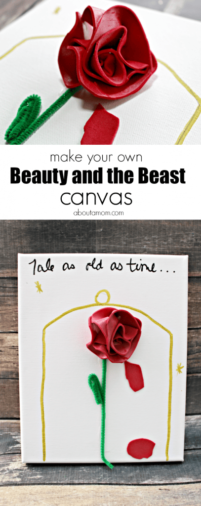 This simple DIY Beauty and the Beast Canvas is a fun art project to do with the kids.