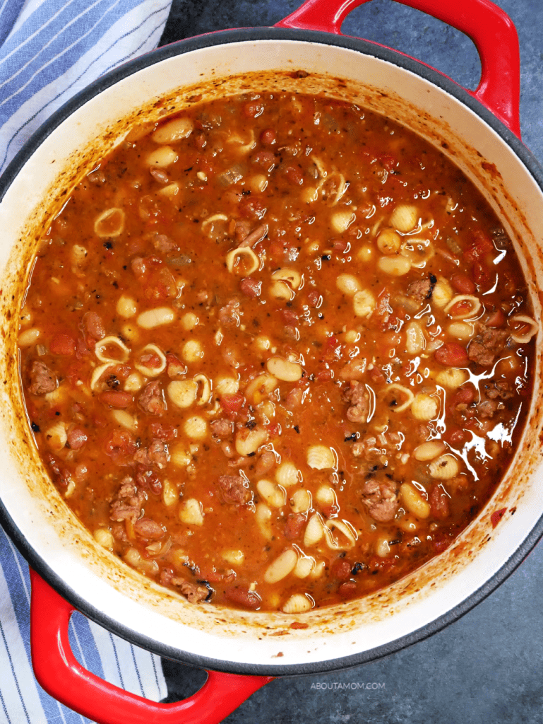 When the weather is cool and you feel like staying indoors, it's time to make a warm and comforting soup like this Italian Bean Soup with Sausage. This delicious, hearty winter soup is sure to take the chill from your bones. It's a classic Italian bean soup recipe made with dried beans.