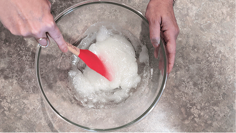 mixing sugar and corn syrup in bowl