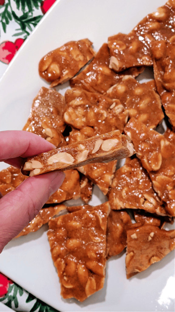 10 Minute Microwave Peanut Brittle is buttery and crunchy, and the perfect balance of sweet and salty. This rich, golden brown peanut brittle is delicious and comes together so easily in the microwave. It is a great candy to make for the holidays and ideal for homemade gift giving.