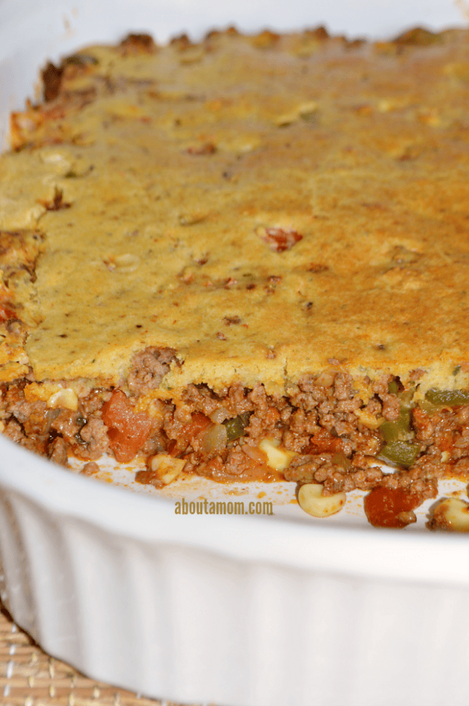 This tamale pie recipe has a flavorful beef and tomato filling, and a Martha White Mexican Style Cornbread topping.