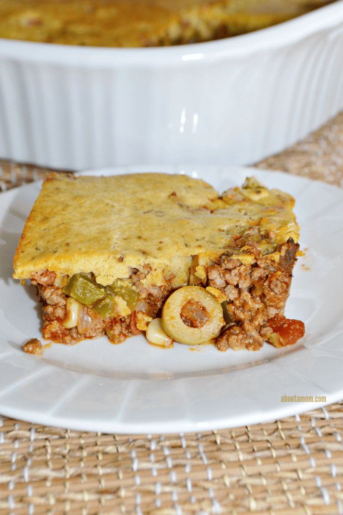 This tamale pie recipe has a flavorful beef and tomato filling, and a Martha White Mexican Style Cornbread topping.