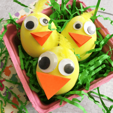 These adorable little Easter Egg Chicks are great fun to make when you are decorating Easter eggs.