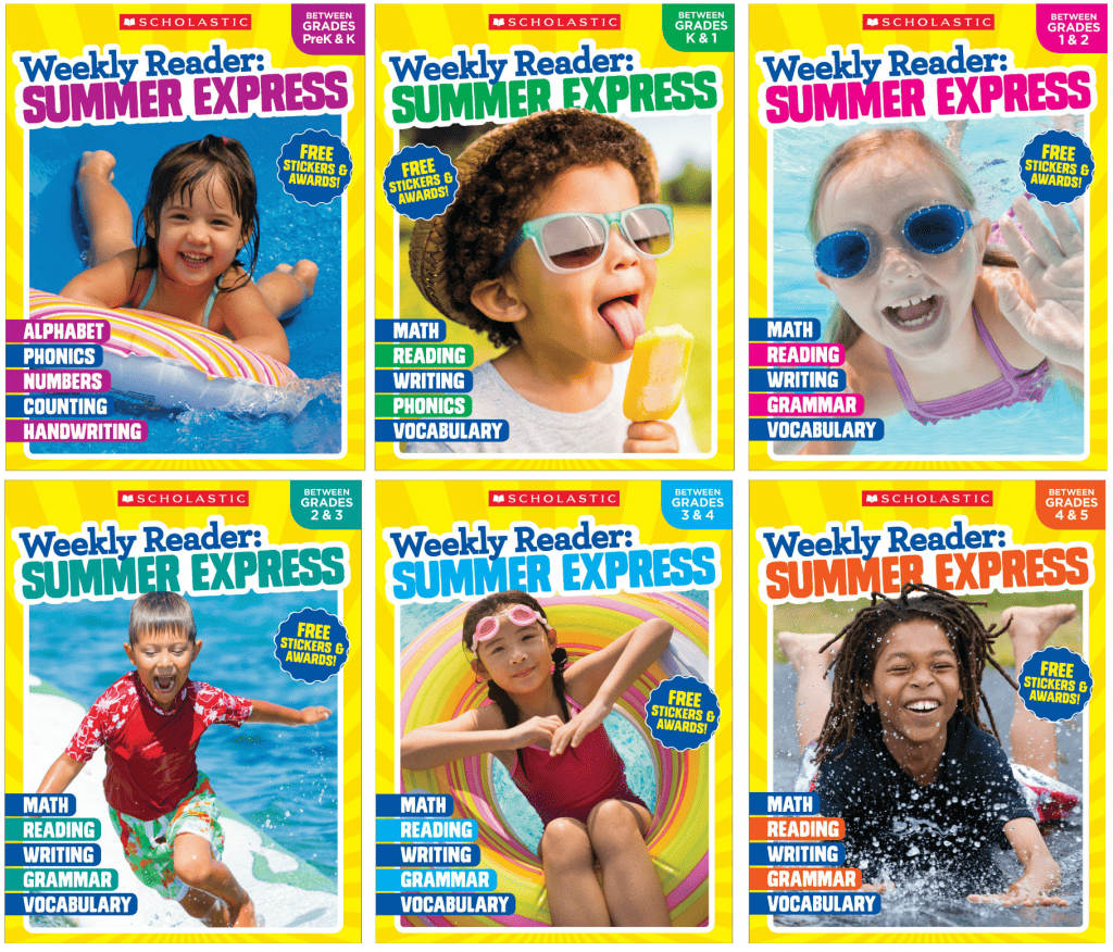 Prevent summer learning loss with Scholastic Weekly Reader: Summer Express workbooks. The curriculum-based pages help reinforce vocabulary, grammar, writing, reading, math skills, and more so you won't have to worry about summer slide.