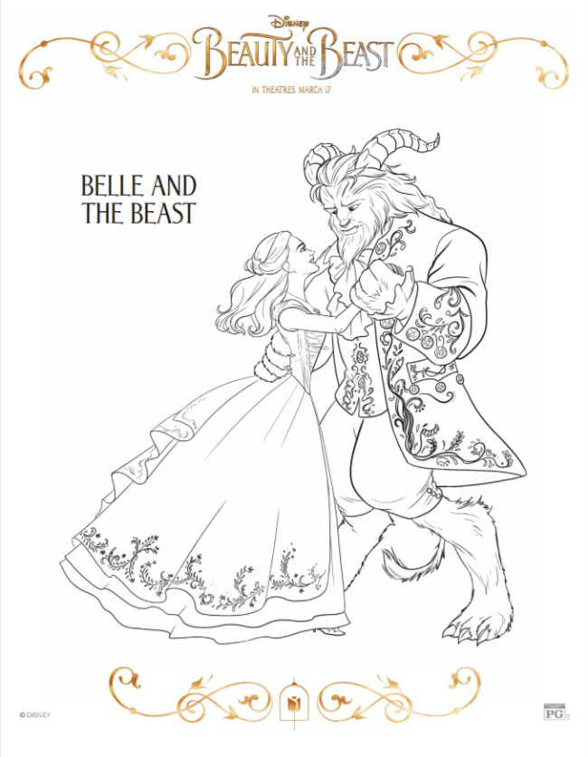 Belle and the Beast Coloring Sheet
