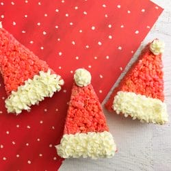 Looking for a last minute Christmas treat These cute Santa Hat Rice Krispie treats are so cute, easy to make and ready in no time