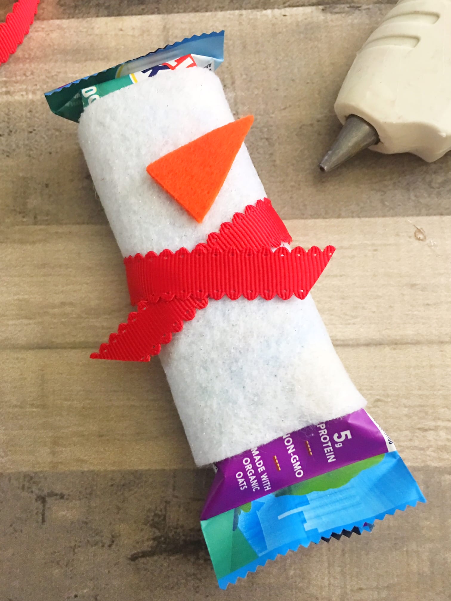  Looking for a cute way to give a stocking stuffer type present or a school treat? These Snowman Granola Bar covers are so simple to make.