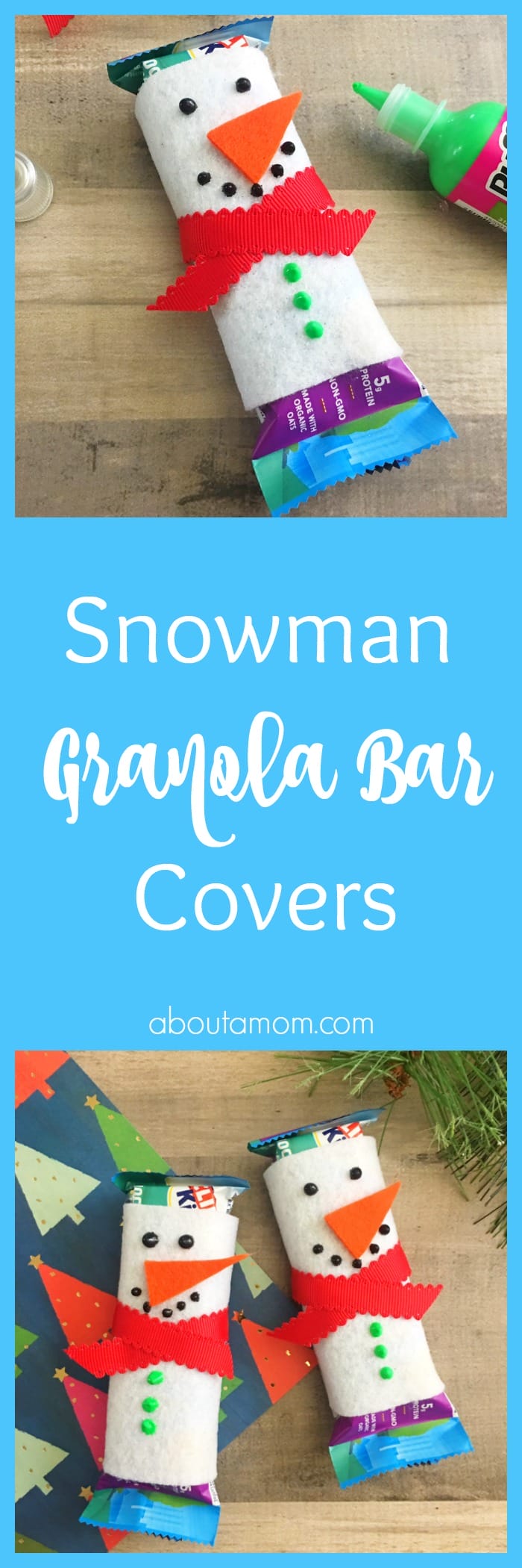  Looking for a cute way to give a stocking stuffer type present or a school treat? These Snowman Granola Bar covers are so simple to make.