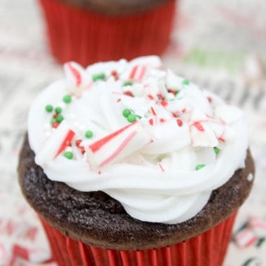 Looking for a simple peppermint cupcake recipe to take to your next holiday get together? These peppermint cupcakes are a fun Christmas treat.