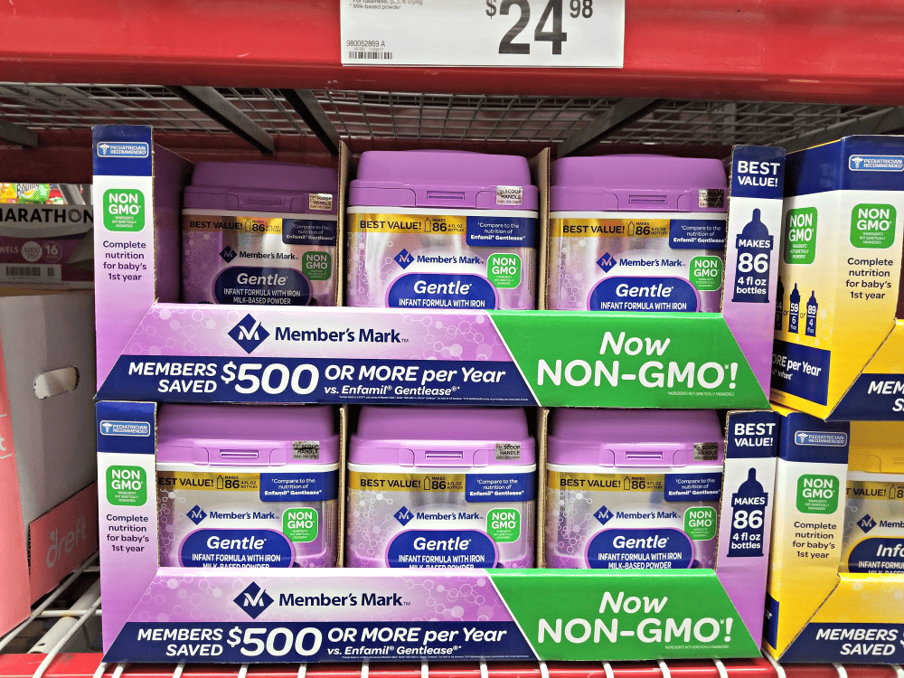 Cutting some of the cost doesn't mean that you are sacrificing quality ingredients. Member's Mark Formula, available at your local Sam's Club, provides the same quality nutrition you expect from national brands, and it also now in non-GMO.