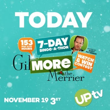 The 7-day UPtv Gilmore The Merrier binge-a-thon that starts on Monday, November 19 at 3:00 PM ET. Find out how to watch, tweet and win!