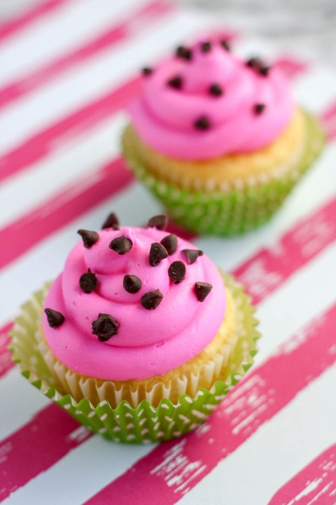 If you are looking for the perfect cupcakes for summer? These Summer Watermelon Cupcakes are great for summertime picnics, bake sales, and whenever you want a fun cupcake. These delicious summer cupcakes are sure to be the hit of your next get-together.