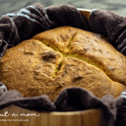 Looking for a No Yeast Bread Recipe? This is the easiest bread recipe. It uses baking soda and baking powder combined with vinegar to make the bread rise. Savory and delicious, this Irish Soda Bread is a dense but soft bread that goes great with any meal.
