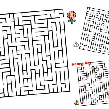 This Bee and Flower Maze Printable is a great summer boredom buster for kids. Download and print for free. The kids will love helping to bee get to the flower. Use this maze for a lazy afternoon or whenever you need a quick activity.