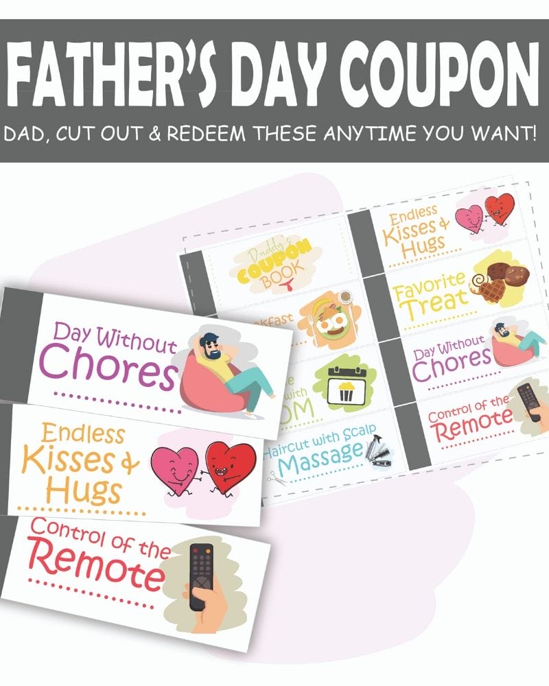 Need a terrific last minute Father's Day gift idea that's totally free? Make Father's Day extra special for dad with this free printable Father's Day Coupon Book. This book will give dad everything he needs to have a fun and relaxing day, whenever he needs it. 