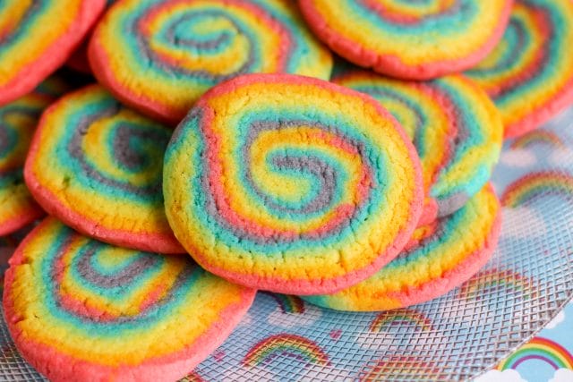 Rainbow Swirl Cookies ready to eat