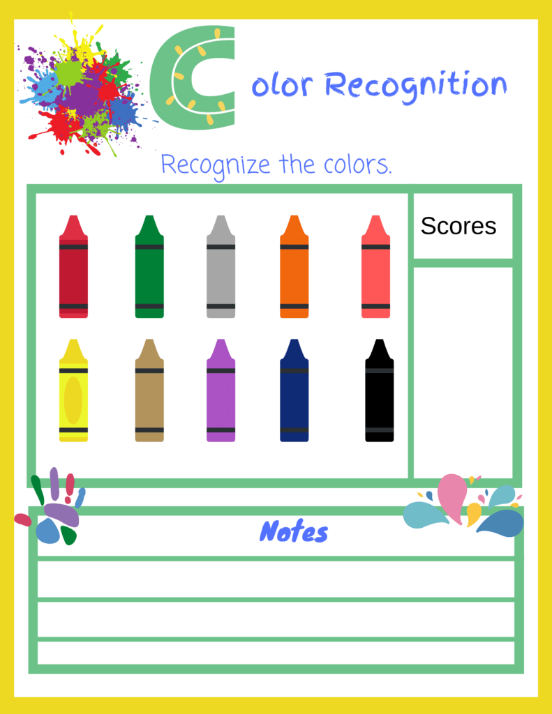 color recognition kindergarten readiness assessment