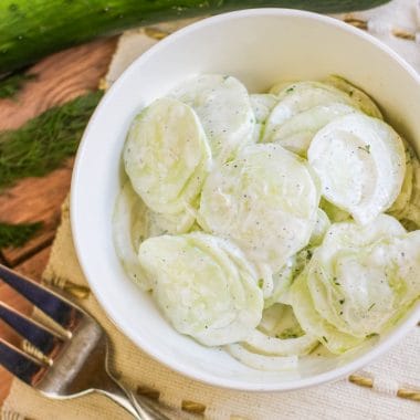 If you want the most amazing simple summer salad, you have to try this Amish Cucumber Salad recipe. It is incredibly easy and the taste is out of this world. Make this summer side dish for your next cookout, picnic or pot lucks. It doesn't get much better than this easy BBQ side dish!
