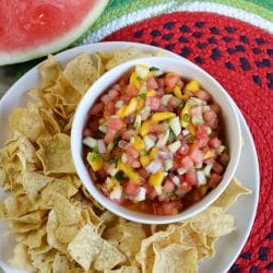 If you love watermelon, you are going to love this Homemade Watermelon Salsa recipe. It is sweet and spicy, tangy, and refreshing.