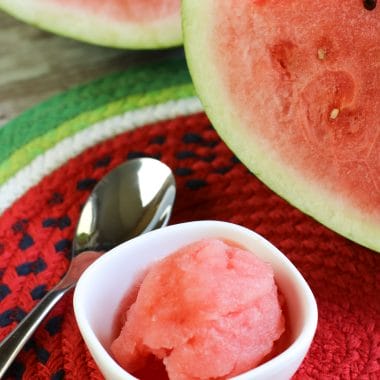 This simple and refreshing Watermelon Sorbet Recipe is one of a kind. A delicious and light watermelon dessert that is perfect for summertime. This Watermelon Sorbet is an incredible dessert that everyone will love.