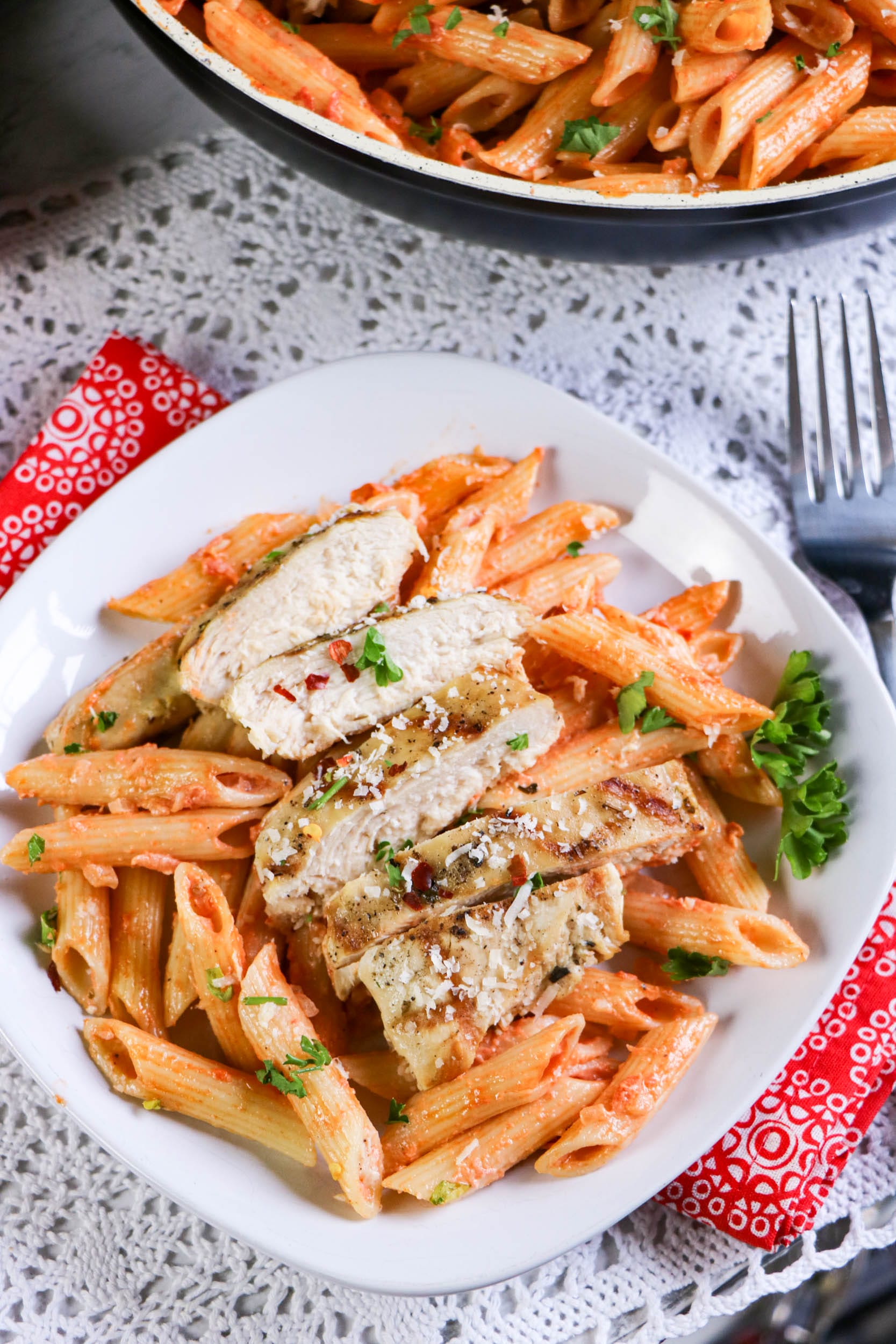 Penne Alla Vodka with Grilled Chicken - About a Mom