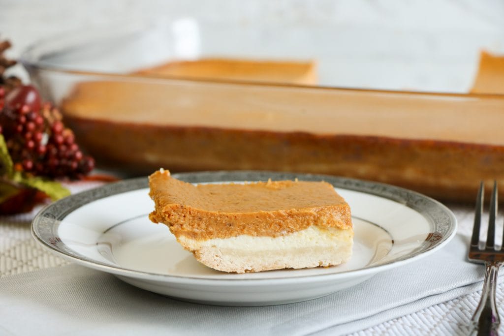 These are definitely the BEST pumpkin cheese cake bars and is a terrific pumpkin dessert recipe for Thanksgiving and the holiday season.