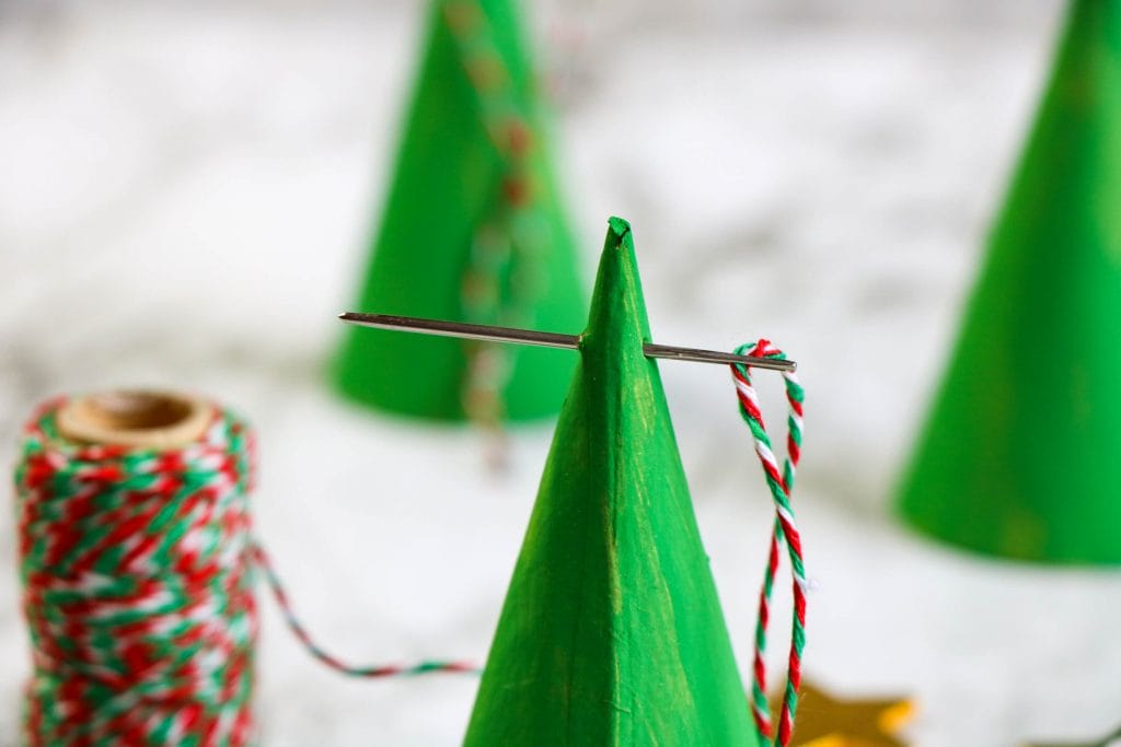 adding hanger to Christmas tree ornament