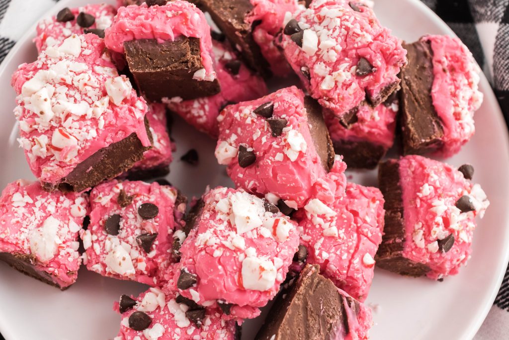 This easy peppermint fudge will be your favorite candy cane fudge recipe for the holidays. 