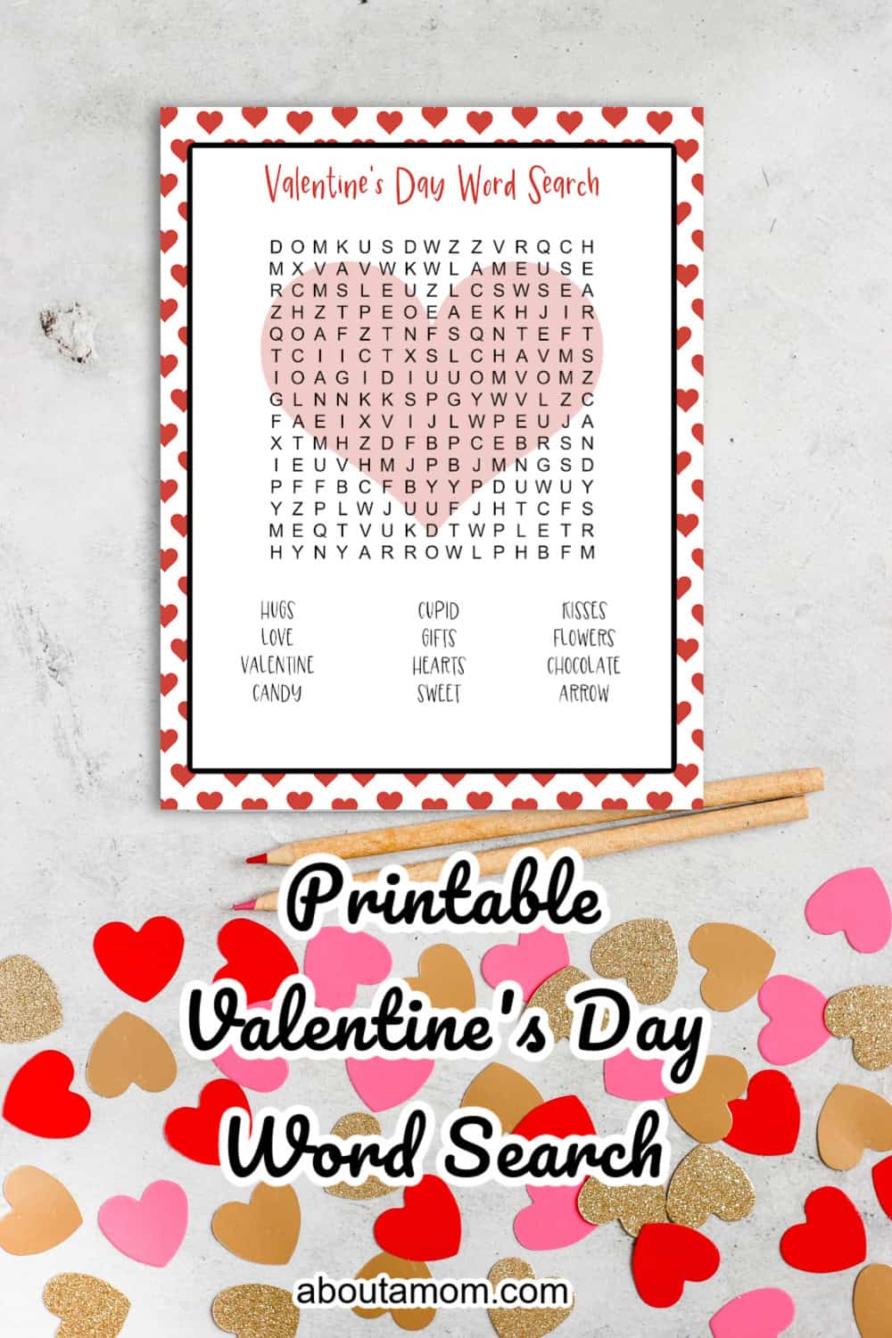 Kids Valentine's Day Word Search Printable - About a Mom