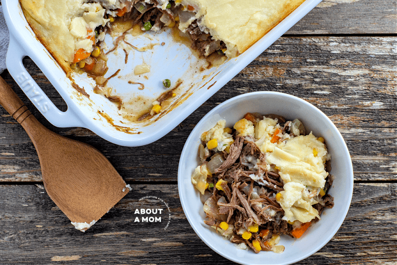 Shepherd's Pie with leftover pot roast recipe. If you have leftover pot roast, try a delicious leftover pot roast recipe today for a pot roast remix. Typically, when I make a slow cooker pot roast I cook an extra large beef roast for leftovers. There are so many wonderful ways to use leftover pot roast and this Shepherd's Pie recipe is one of my favorites.