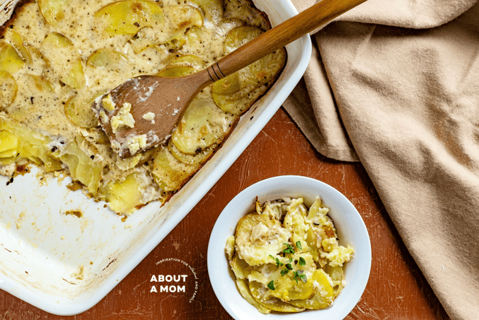 Scalloped Potatoes is such a classic side dish that pairs well with practically any type of meat. Scalloped potatoes are basically potatoes that are evenly sliced and then smothered in a seasoned cream sauce, before being baked to perfection.