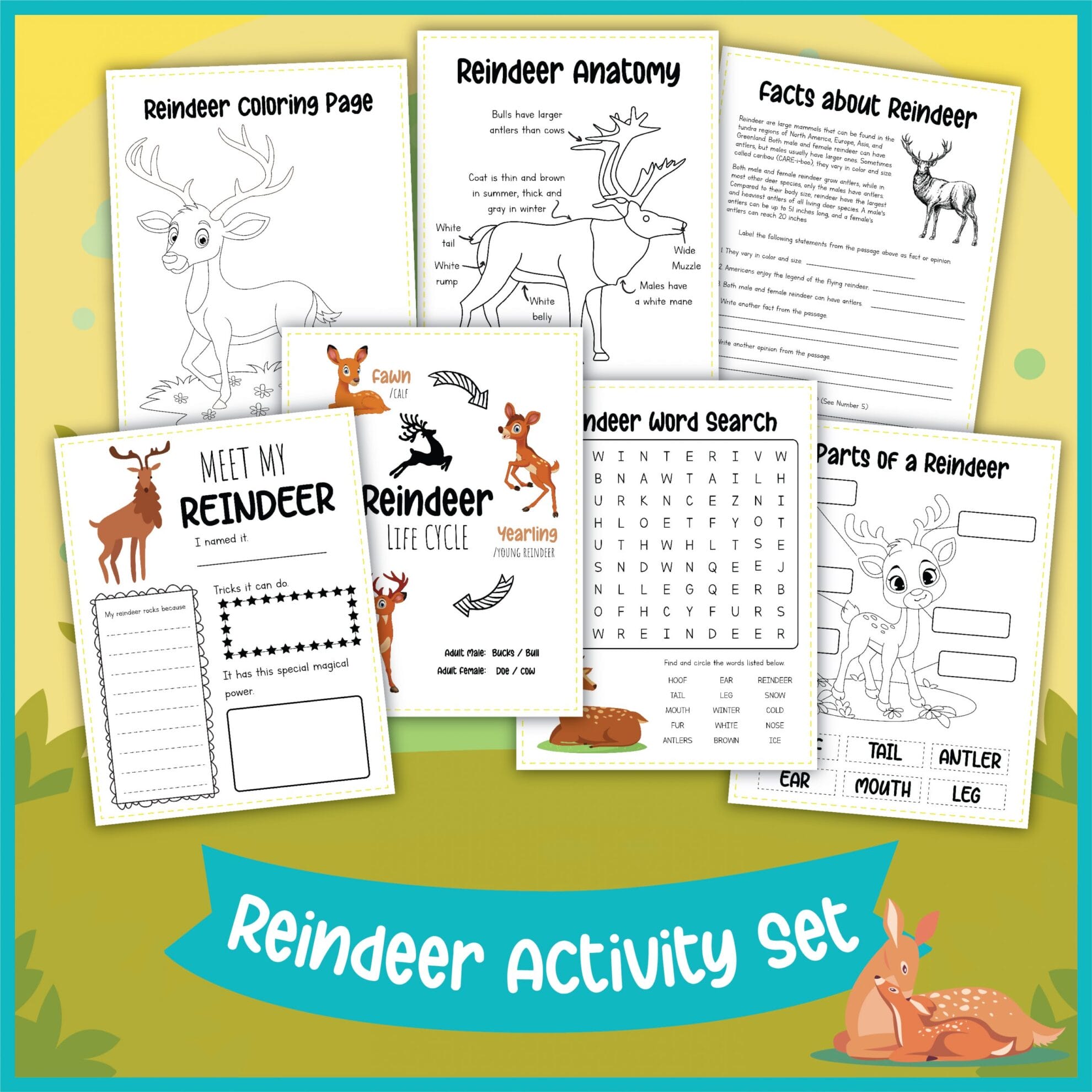 Free Printable Reindeer Activity Set