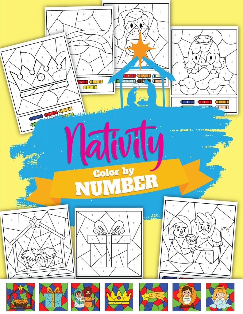 Printable Nativity Color by Number Activity Pack mock up
