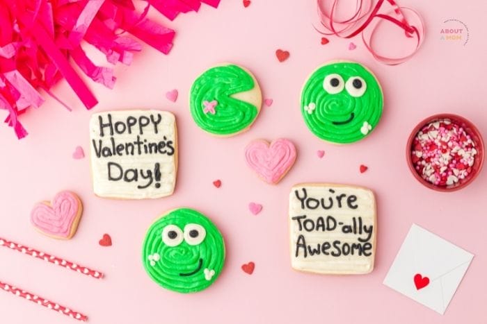 Start your day with some fun and a little love by baking up a batch of TOAD-ally awesome Frog Sugar Cookies for Valentine's Day. These Valentine's Day cookies are soft, delicious, and perfect for sharing with your loved ones.