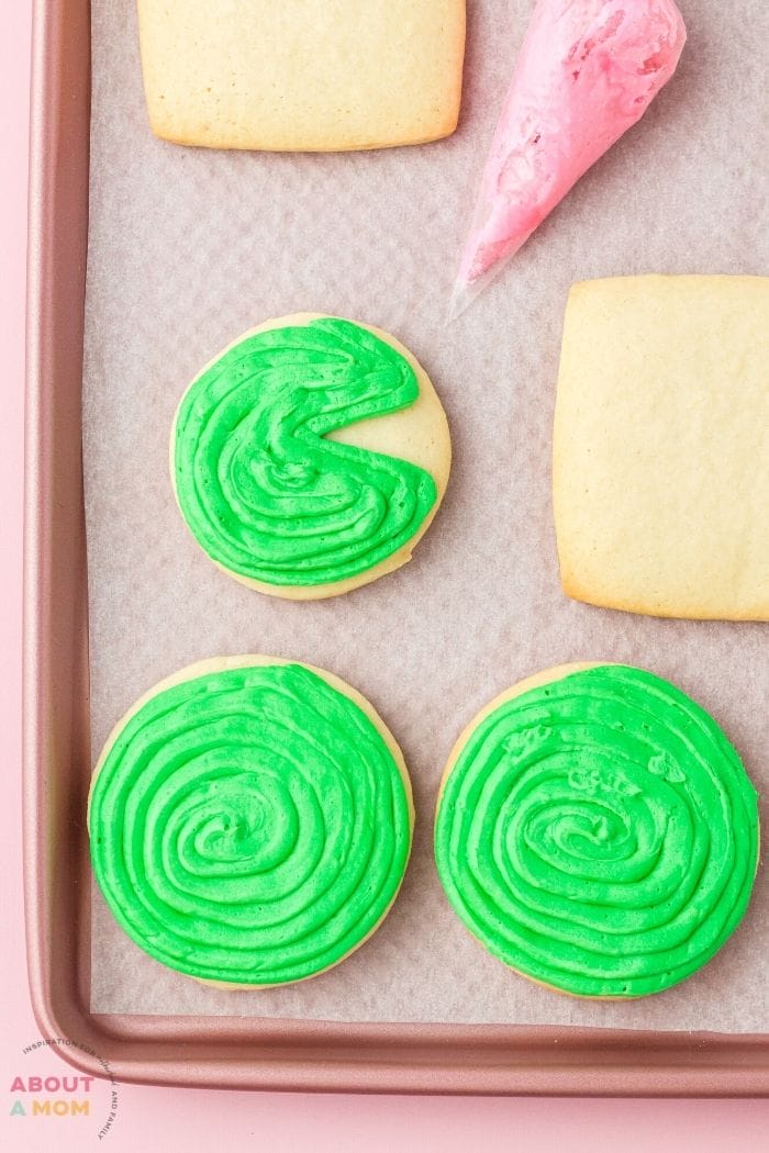 decorated cookies on a cookies on a sheet