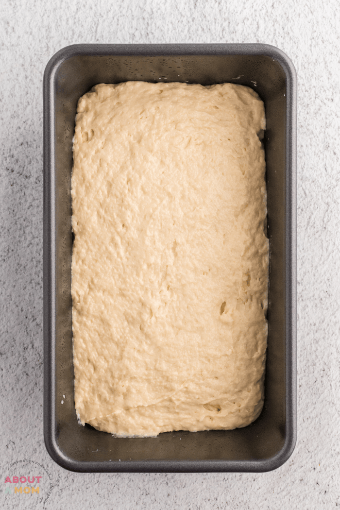 bread batter in a loaf pan
