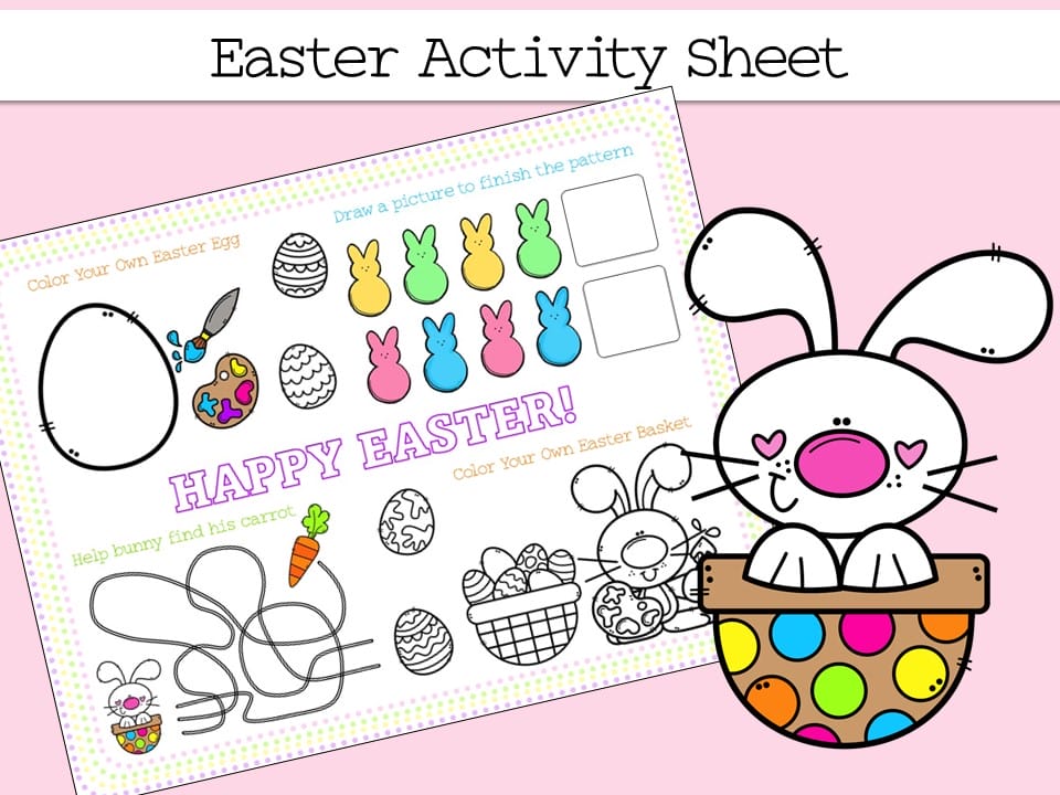 free printable Easter placemat and activity sheet