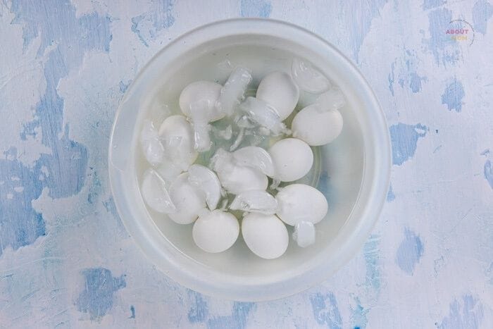 eggs in an ice bath