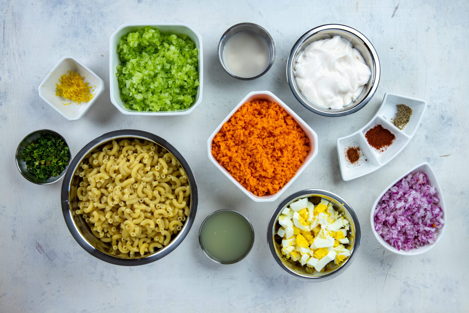ingredients for lemon macaroni salad