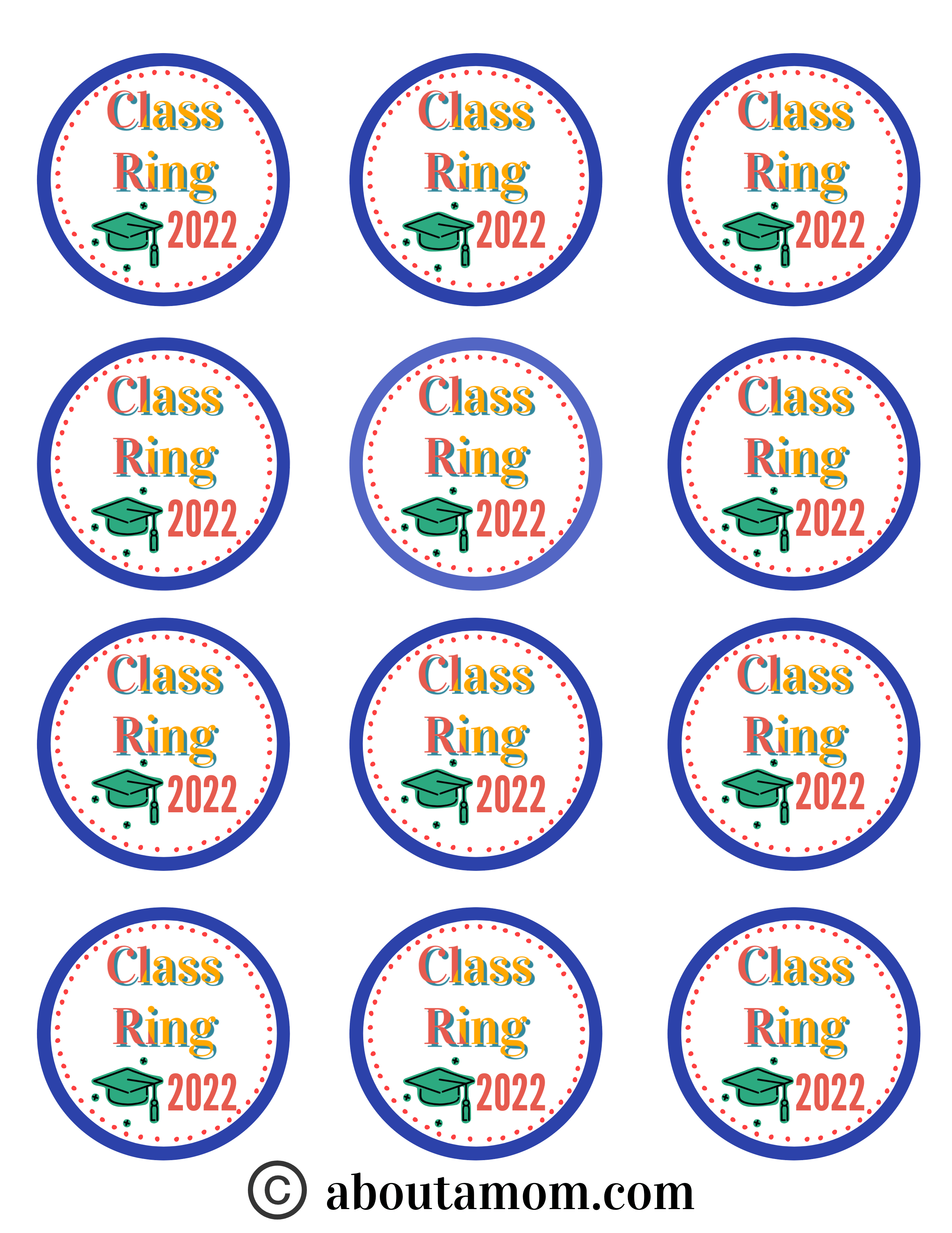 2022 Class Ring Printable Graduation Craft for Kids