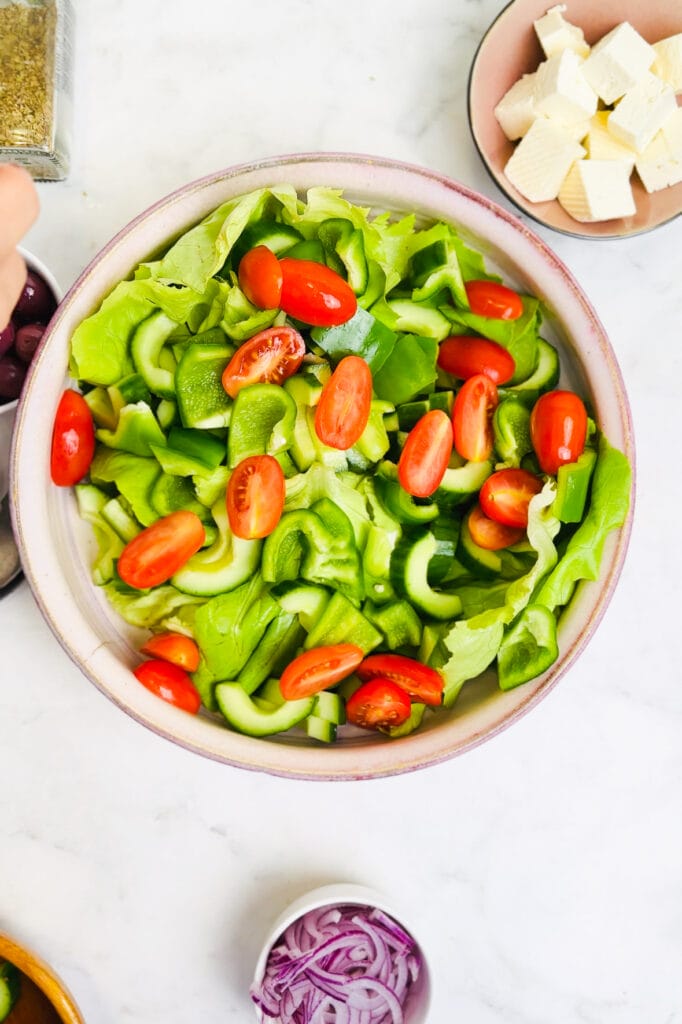 Easy Greek Salad Recipe featured step