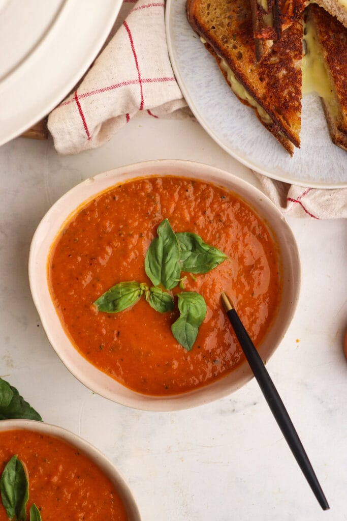 Homemade Tomato Basil Soup Recipe featured image below