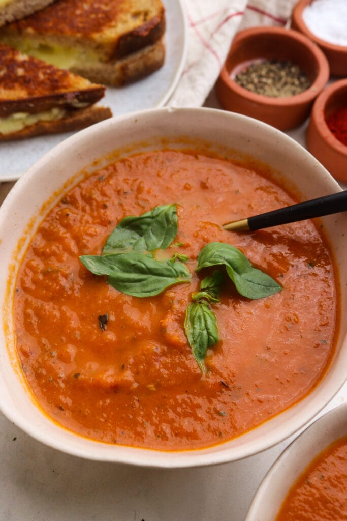 Homemade Tomato Basil Soup Recipe featured image below
