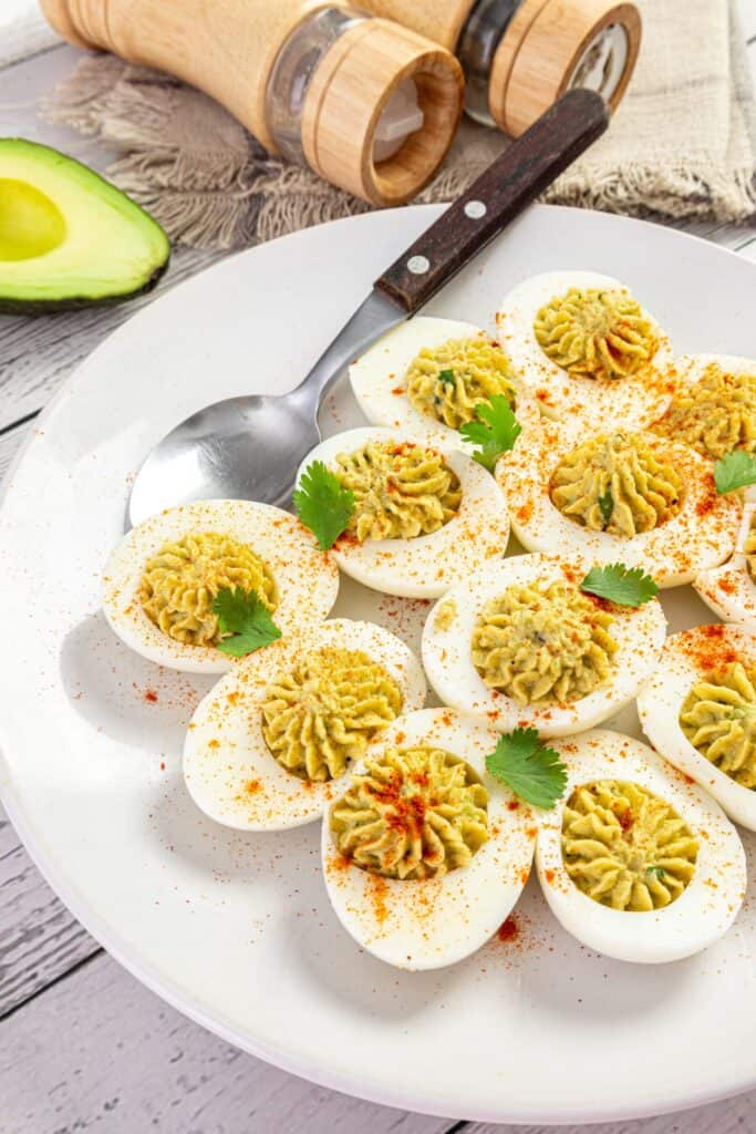 Avocado Deviled Eggs Recipe - About a Mom
